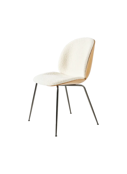 Beetle Dining Chair with Stackable Base - Veneer Shell + Front Upholstered Chairs Gubi 