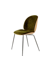 Beetle Dining Chair with Stackable Base - Veneer Shell + Front Upholstered Chairs Gubi 