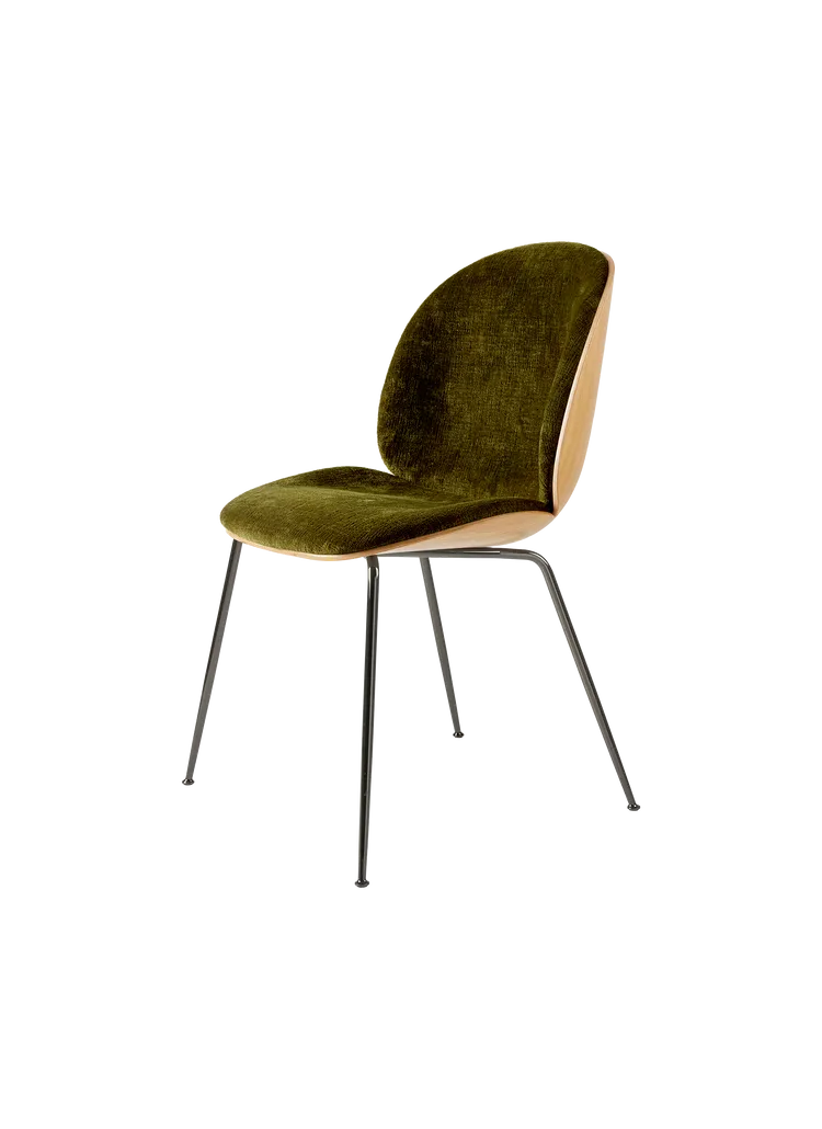 Beetle Dining Chair with Stackable Base - Veneer Shell + Front Upholstered Chairs Gubi 