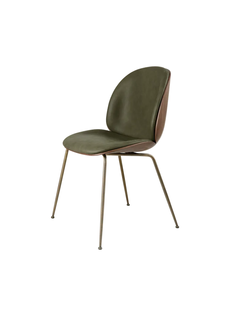 Beetle Dining Chair with Stackable Base - Veneer Shell + Front Upholstered Chairs Gubi 