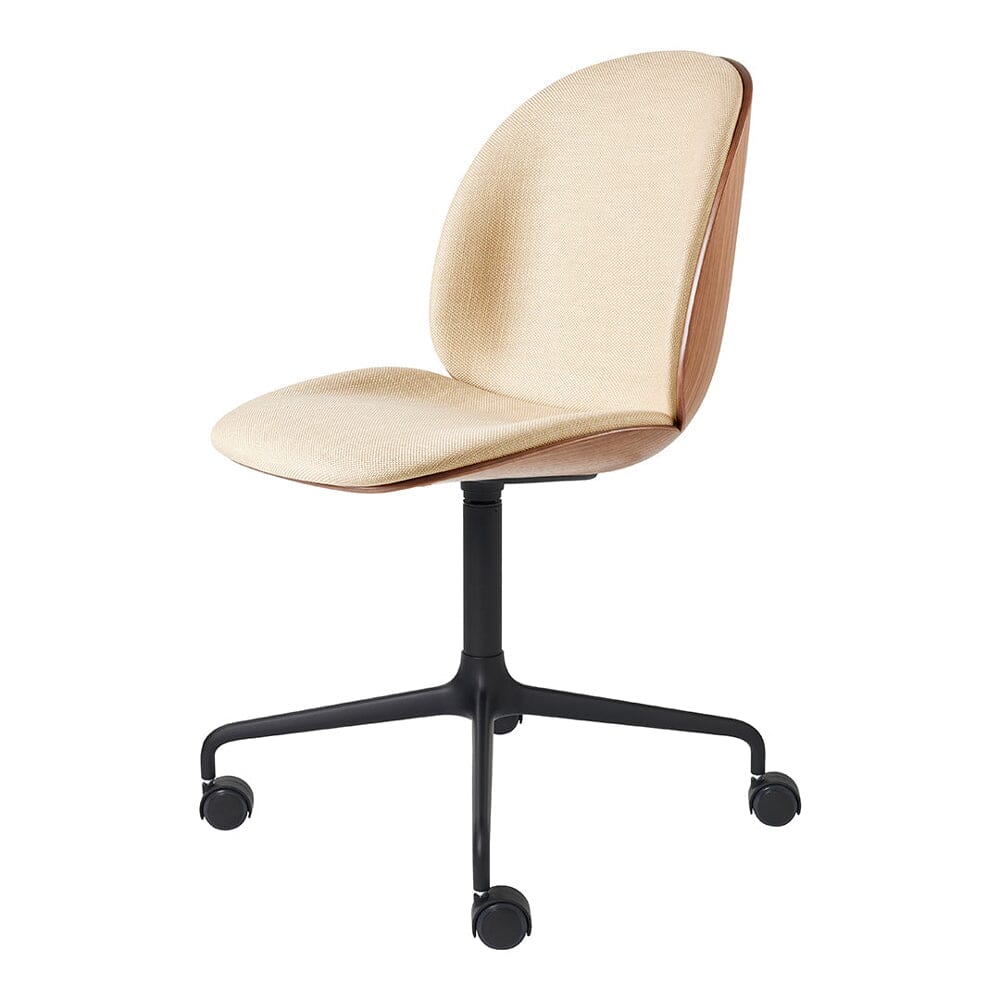 Beetle Meeting Chair 4-Star Base with Castors - Veneer Shell - Front Upholstered Chairs Gubi 