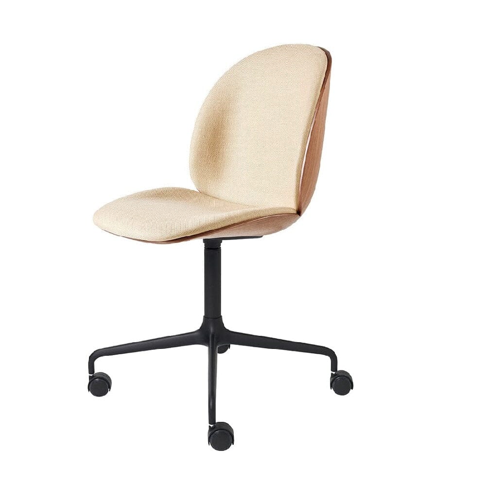 Beetle Meeting Chair 4-Star Base with Castors - Veneer Shell - Front Upholstered Chairs Gubi 