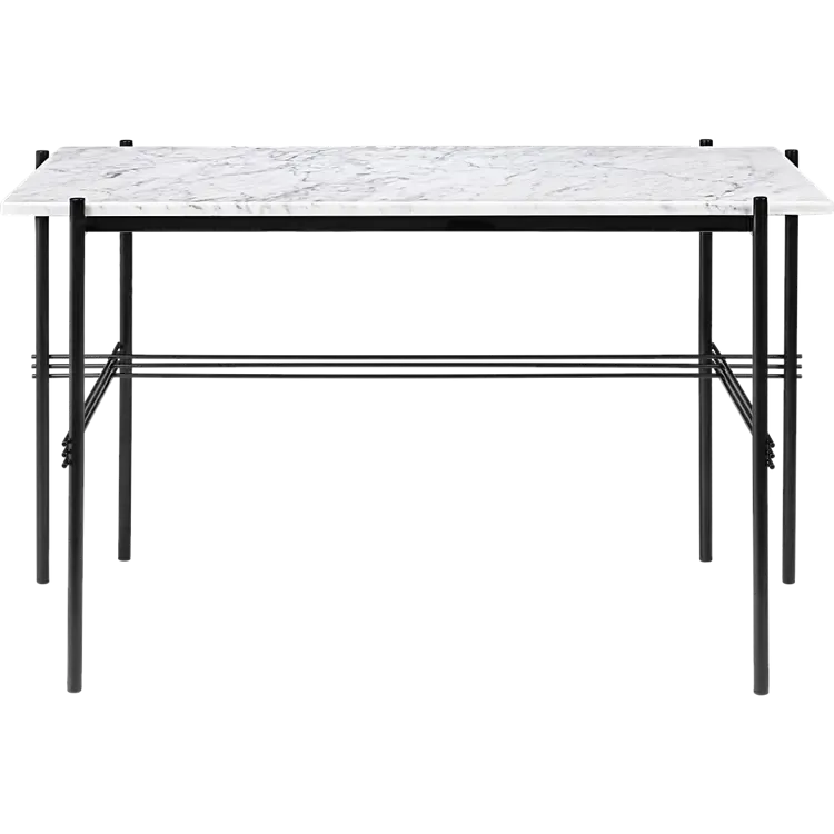 TS Desk Desk's Gubi White Carrara Marble Black base Large (120 x 60 cm)