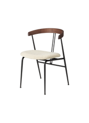 Violin Dining Chair With Wood Backrest - Seat Upholstered Chairs Gubi 