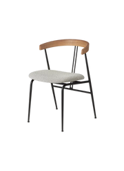 Violin Dining Chair With Wood Backrest - Seat Upholstered Chairs Gubi 