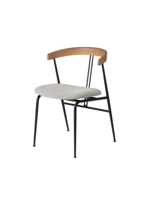 Violin Dining Chair With Wood Backrest - Seat Upholstered Chairs Gubi 