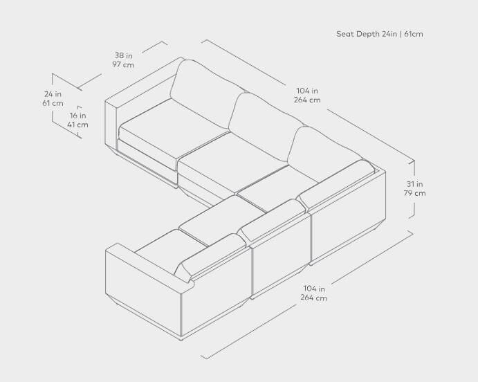 Podium 5PC Corner Sectional Sofa Gus Modern 