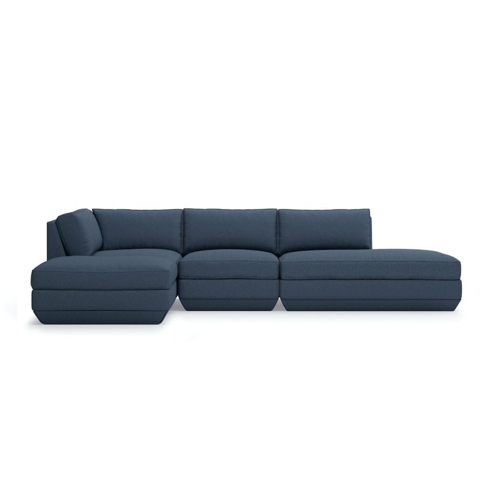 Podium 4PC Lounge Sectional B Sofa Gus Modern Hanson Navy Left Facing 