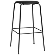 High Dot Bar Stool - 4 Legs Stools Fritz Hansen Intense Black leather & Black Powdercoated base 