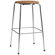 High Dot Bar Stool - 4 Legs Stools Fritz Hansen Wild leather-Walnut & Chromed steel 