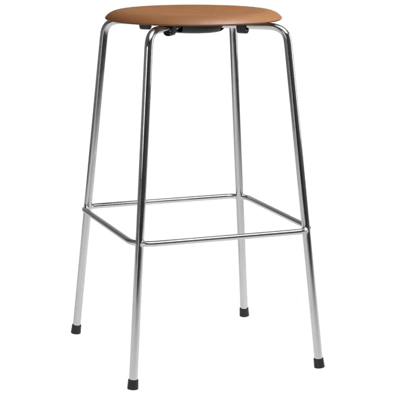 High Dot Bar Stool - 4 Legs Stools Fritz Hansen Wild leather-Walnut & Chromed steel 