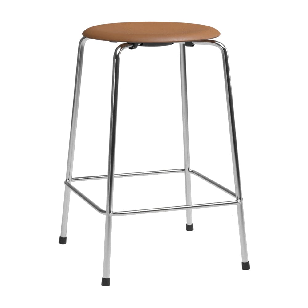 High Dot Counter Stool - 4 Legs Stools Fritz Hansen Wild leather-Walnut & Chromed steel 