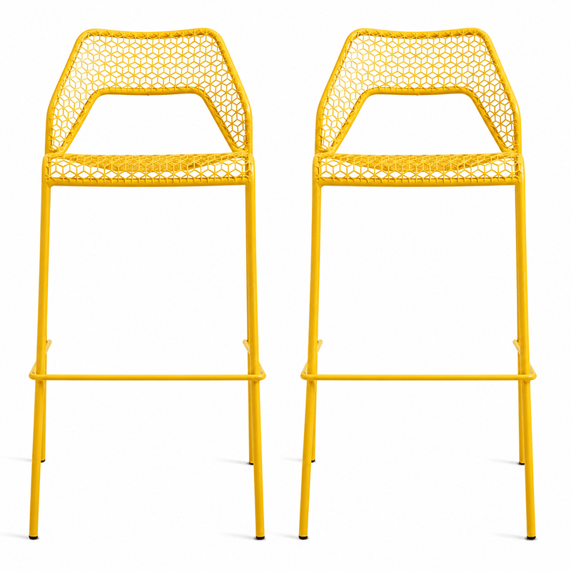 Hot Mesh Barstool bar seating BluDot Natural Yellow 