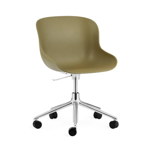 Hyg Chair Swivel 5W Gaslift Office Chair Normann Copenhagen Polished Aluminum Olive 