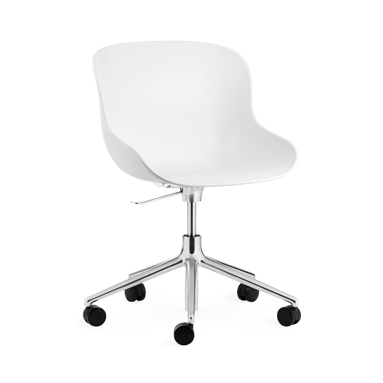 Hyg Chair Swivel 5W Gaslift Office Chair Normann Copenhagen Polished Aluminum White 