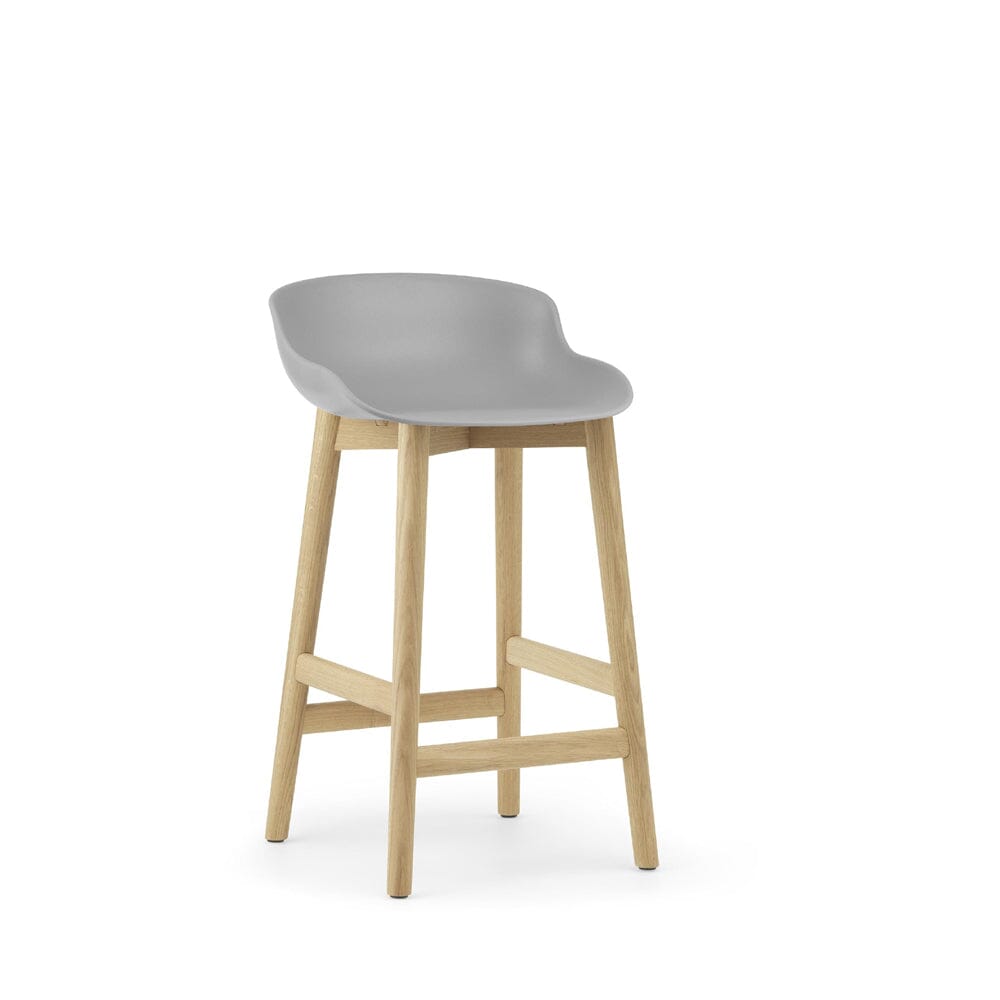 Hyg Wood Base Barstool Stools Normann Copenhagen 25.6 inch High Oak Grey