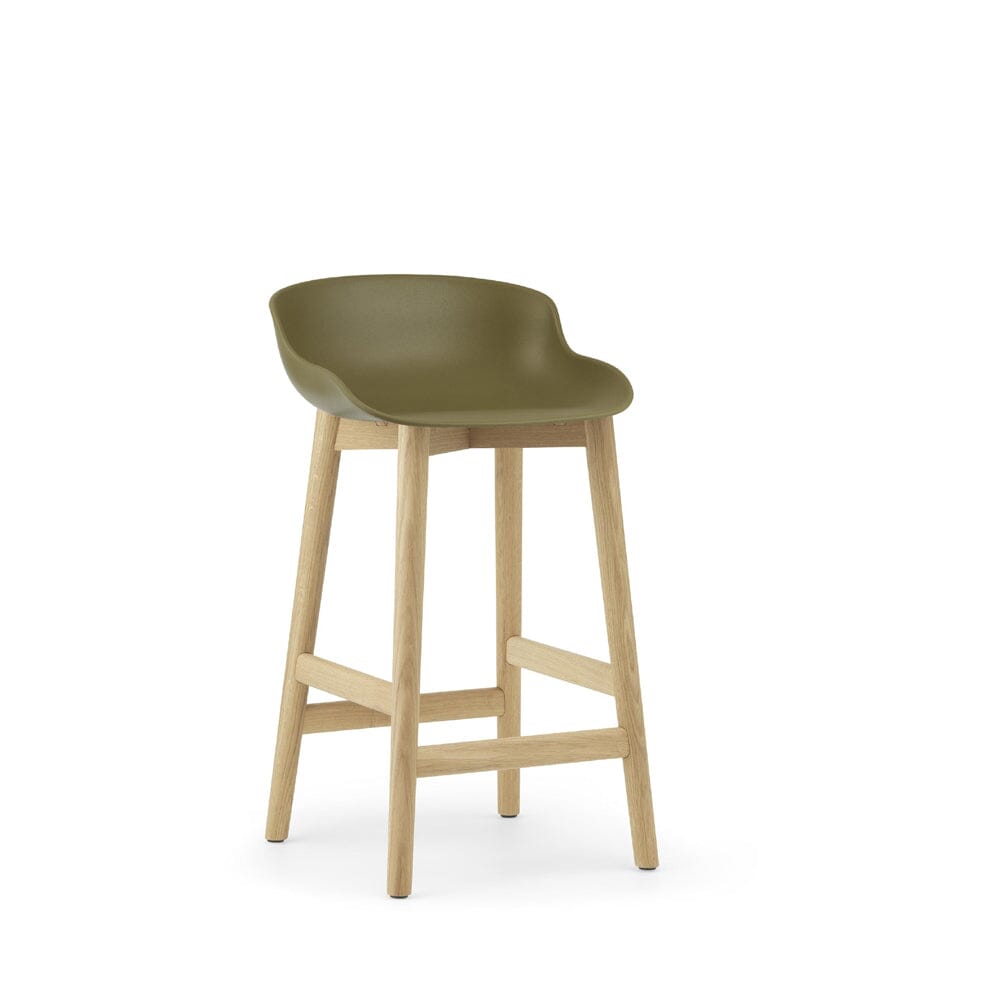 Hyg Wood Base Barstool Stools Normann Copenhagen 25.6 inch High Oak Olive