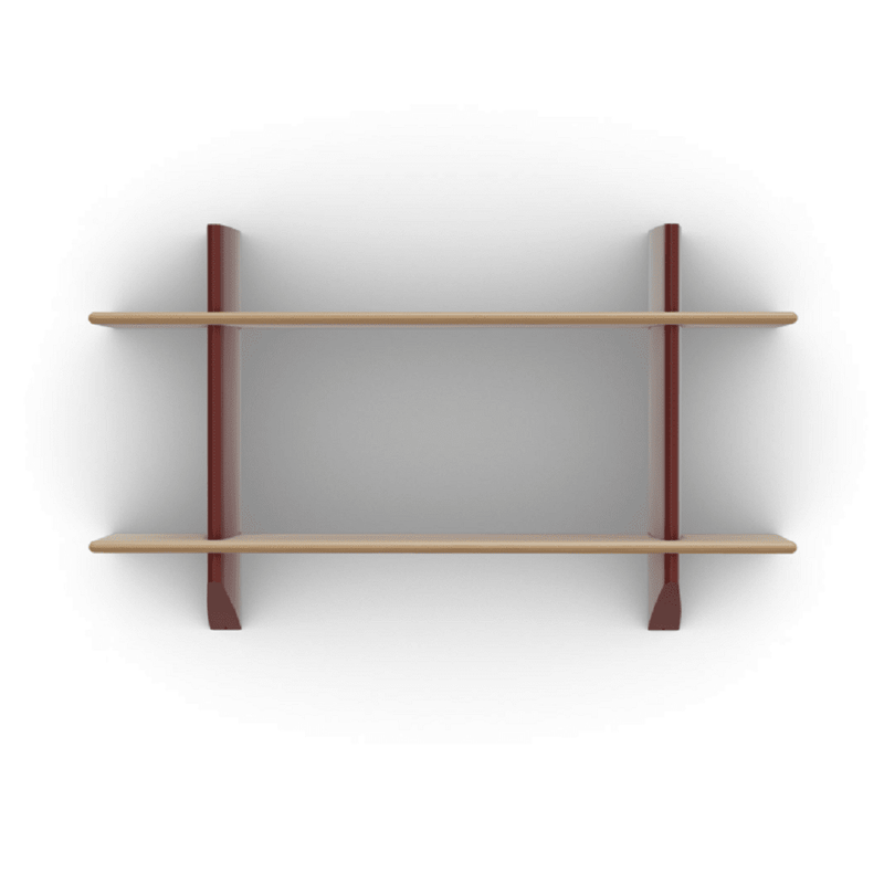 Rayonnage Mural Shelves Vitra Japanese Red / Natural Solid Oak 