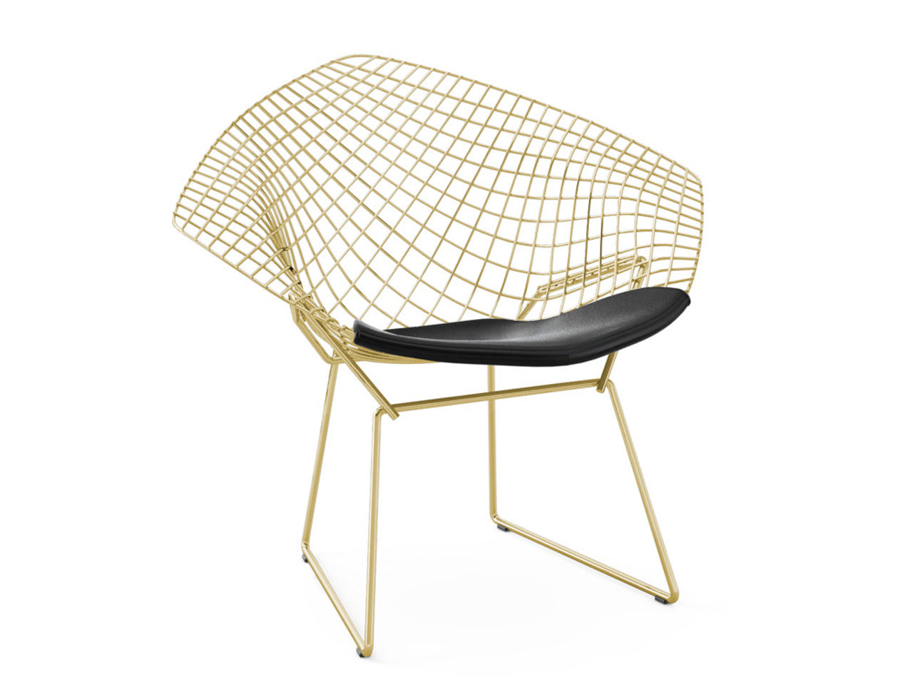 Bertoia Gold Plated Small Diamond Chair With Seat Pad