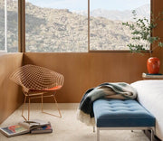 Bertoia Gold Plated Small Diamond Chair With Seat Pad lounge chair Knoll 