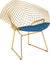 Bertoia Gold Plated Small Diamond Chair With Seat Pad