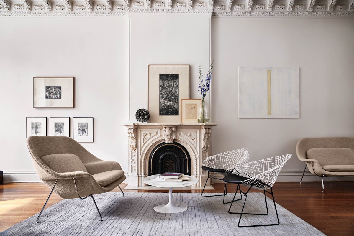 Bertoia Two-Tone Diamond Chair with Seat Cushion