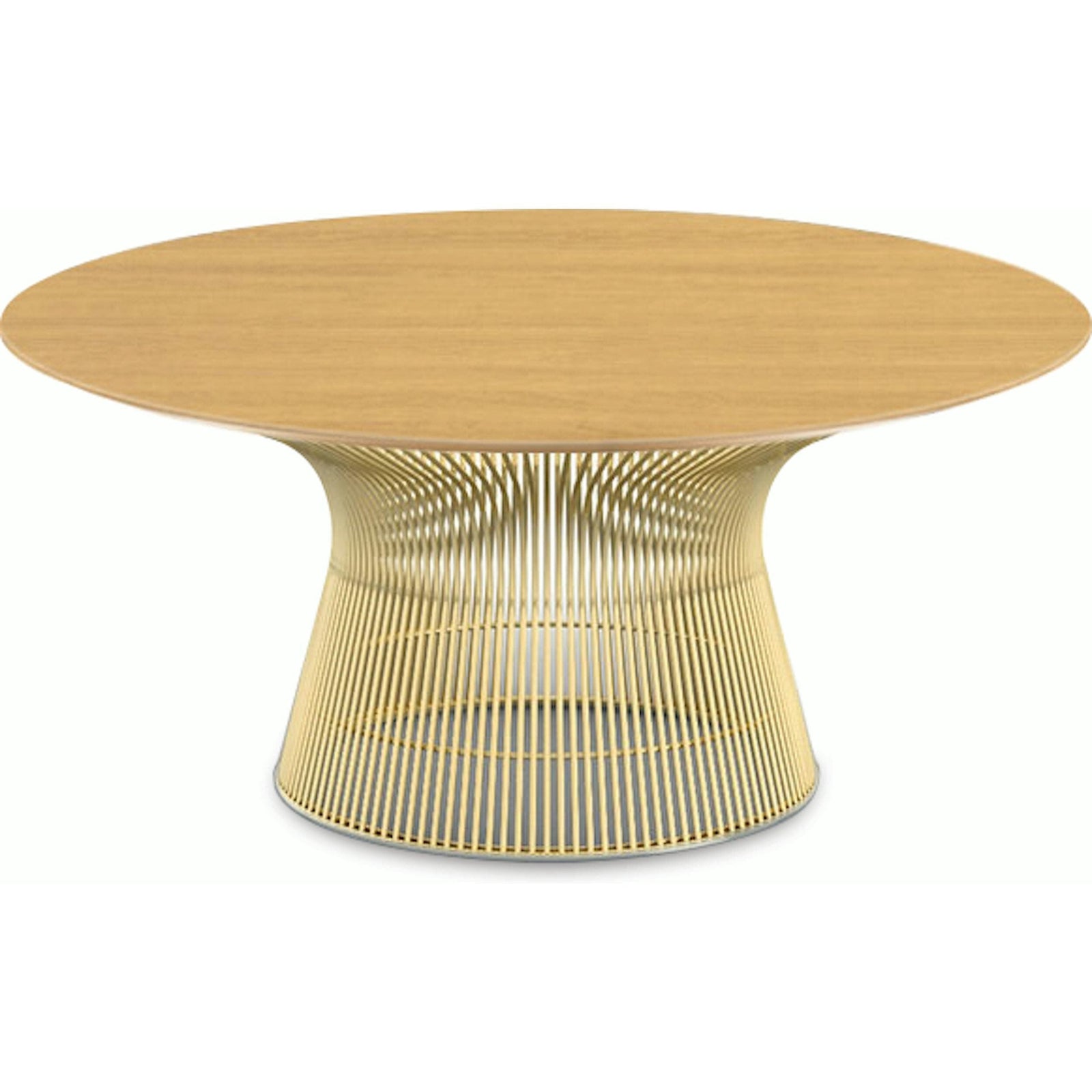 Platner Coffee Table - 36" in Gold Coffee Tables Knoll 18K Gold plated Light Oak 
