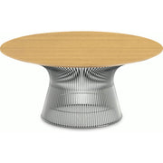 Platner Nickel 36" Coffee Table Coffee Tables Knoll Veneer Light Oak Top 