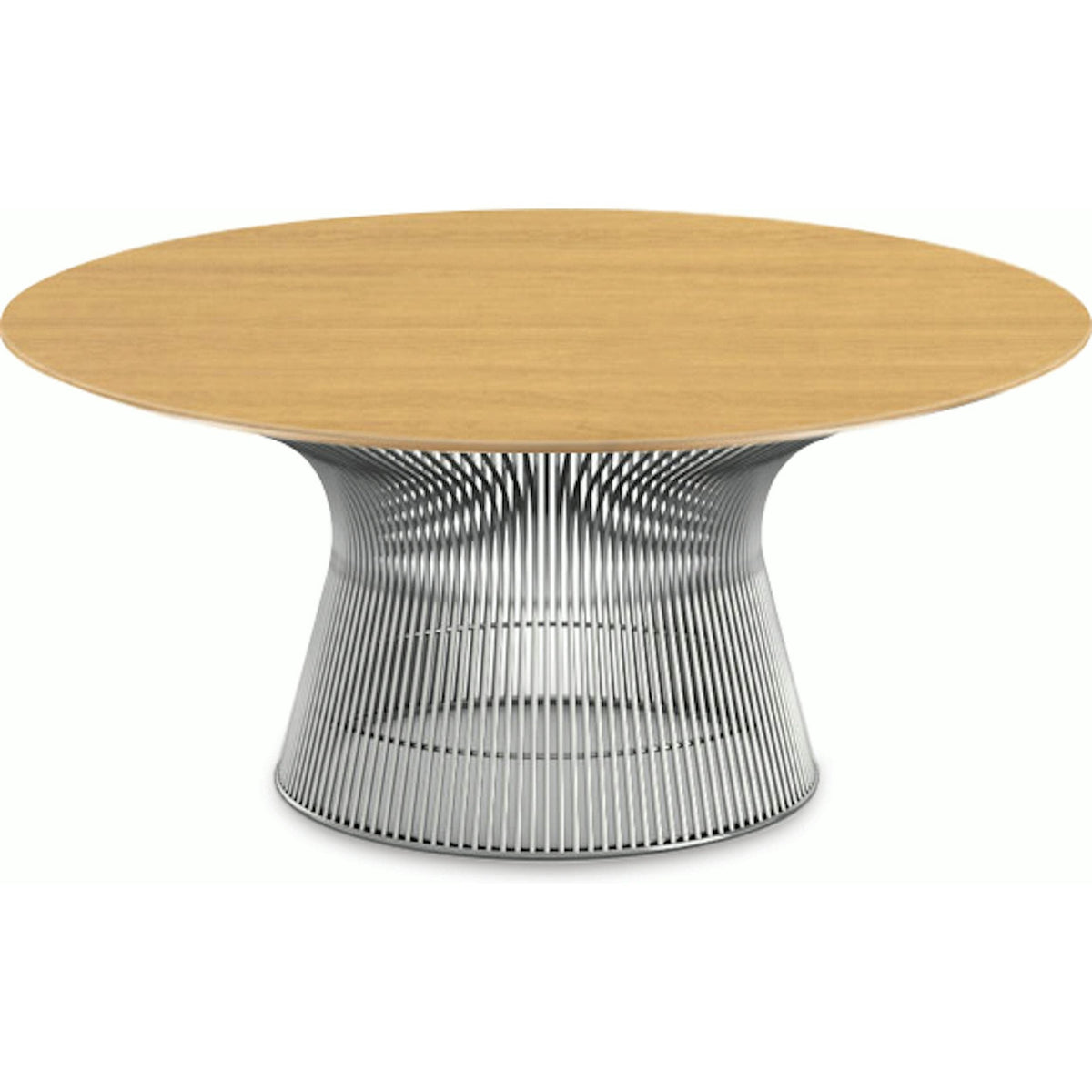Platner Nickel 36&quot; Coffee Table Coffee Tables Knoll Veneer Light Oak Top 
