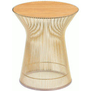 Platner Side Table - Gold side/end table Knoll 18K Gold plated Light Oak 