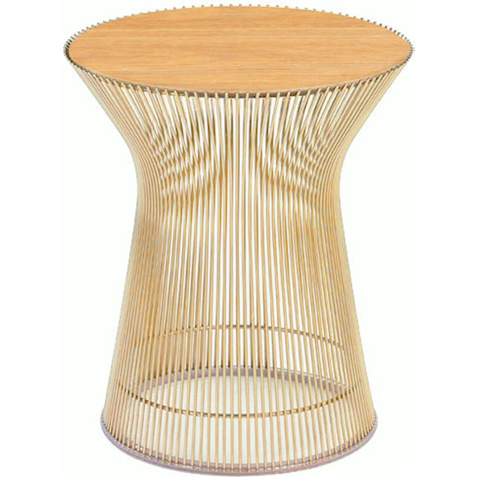 Platner Side Table - Gold side/end table Knoll 18K Gold plated Light Oak 