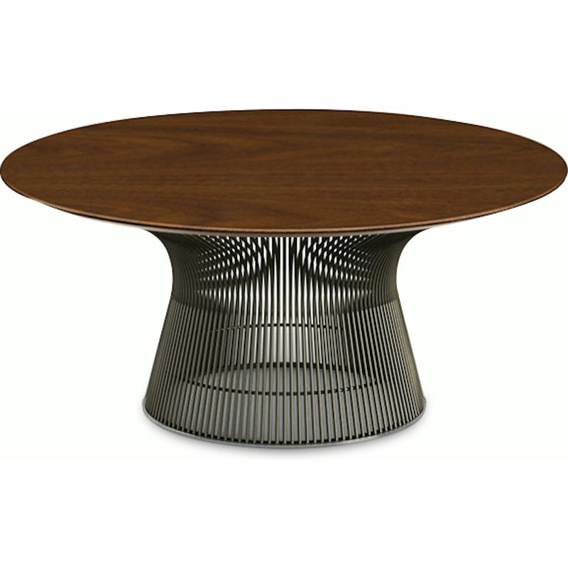 Platner Bronze 36" Coffee Table Coffee Tables Knoll Veneer Light Walnut Top 