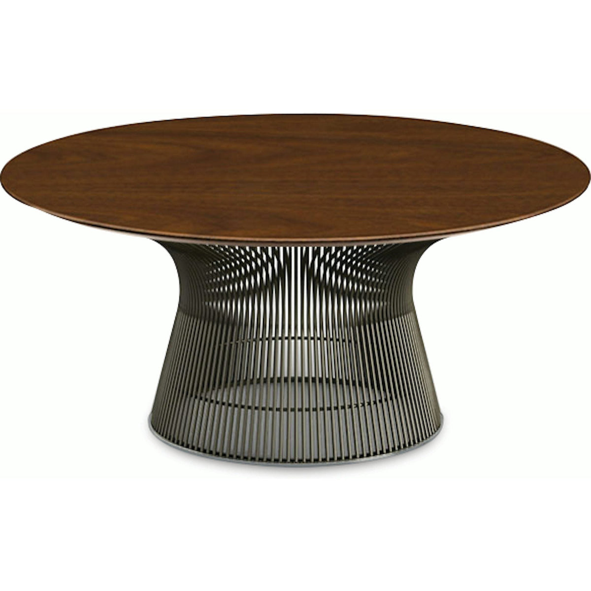 Platner Bronze 36&quot; Coffee Table Coffee Tables Knoll Veneer Light Walnut Top 