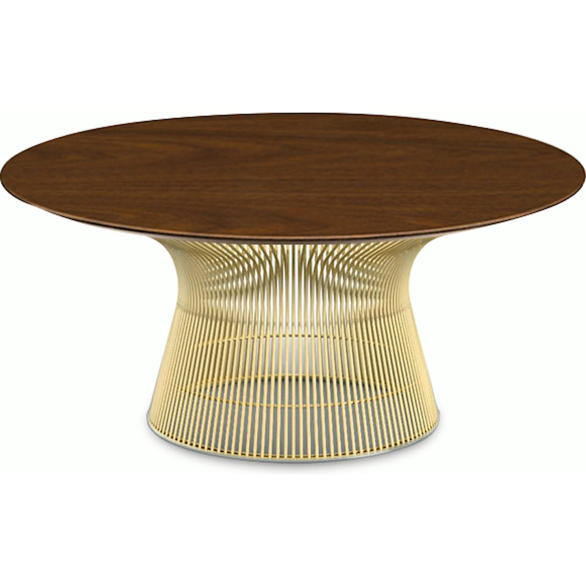 Platner Coffee Table - 36&quot; in Gold Coffee Tables Knoll 18K Gold plated Light Walnut 