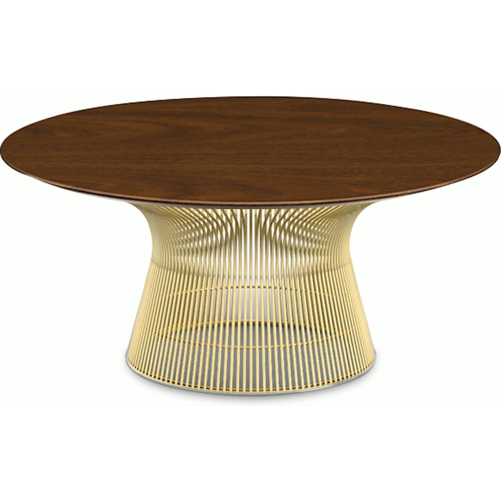 Platner Coffee Table - 36" in Gold Coffee Tables Knoll 18K Gold plated Light Walnut 