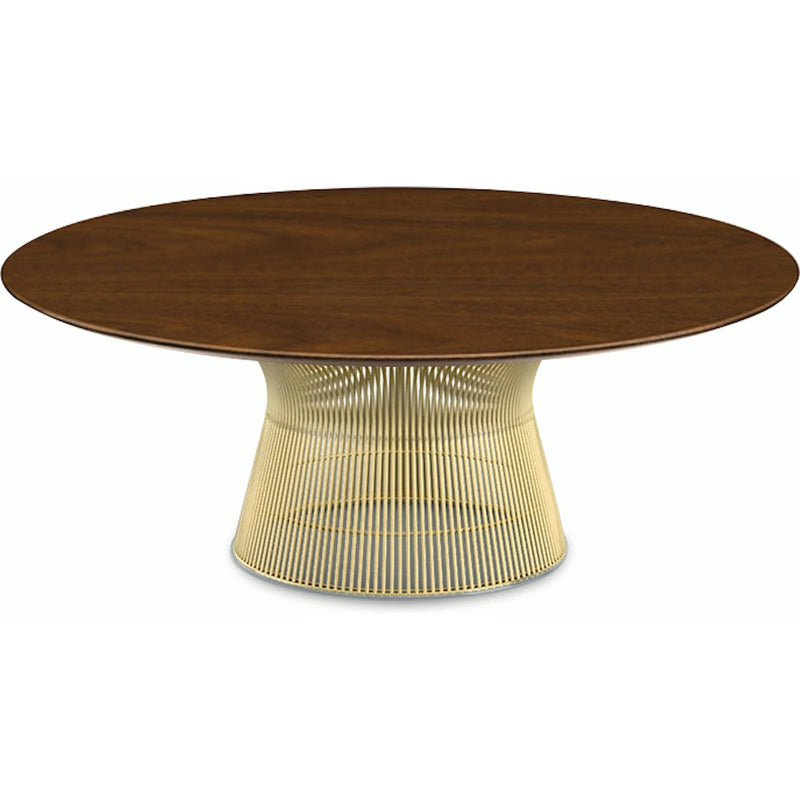 Platner Coffee Table - 42" in Gold Coffee Tables Knoll 18K Gold plated Light Walnut 