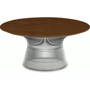 Platner Nickel 36" Coffee Table Coffee Tables Knoll Veneer Light Walnut Top 