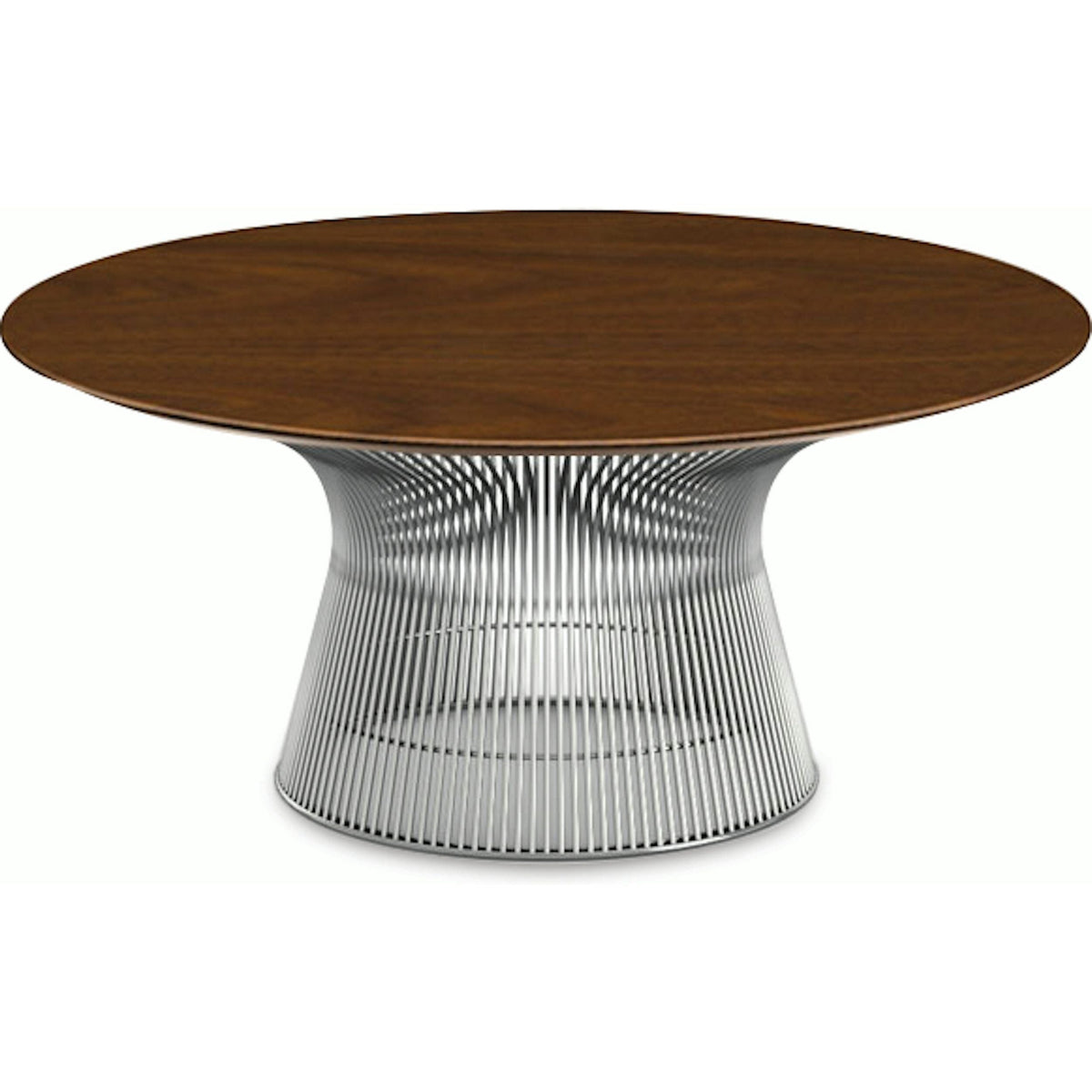 Platner Nickel 36&quot; Coffee Table Coffee Tables Knoll Veneer Light Walnut Top 
