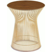Platner Side Table - Gold side/end table Knoll 18K Gold plated Light Walnut 
