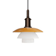 Louis Poulsen PH 3/3 Pendant Centenary Edition in aged brass, Amber and White Opal glass