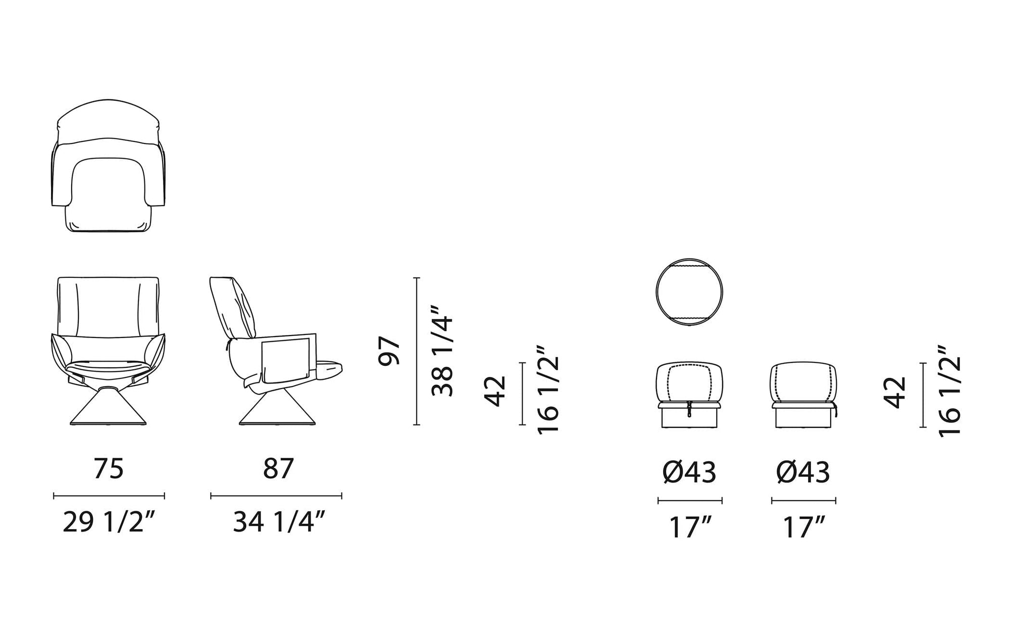 Lud'o Lounge Chair With Conical Base lounge chair Cappellini 