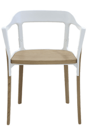 Steelwood Armchair Side/Dining Magis Natural Oak Seat & Legs - White Back 