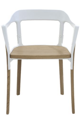 Steelwood Armchair Side/Dining Magis Natural Oak Seat & Legs - White Back 