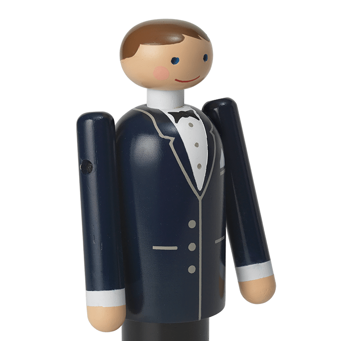 Kay Bojesen Groom, Blue/Black/White, styled view