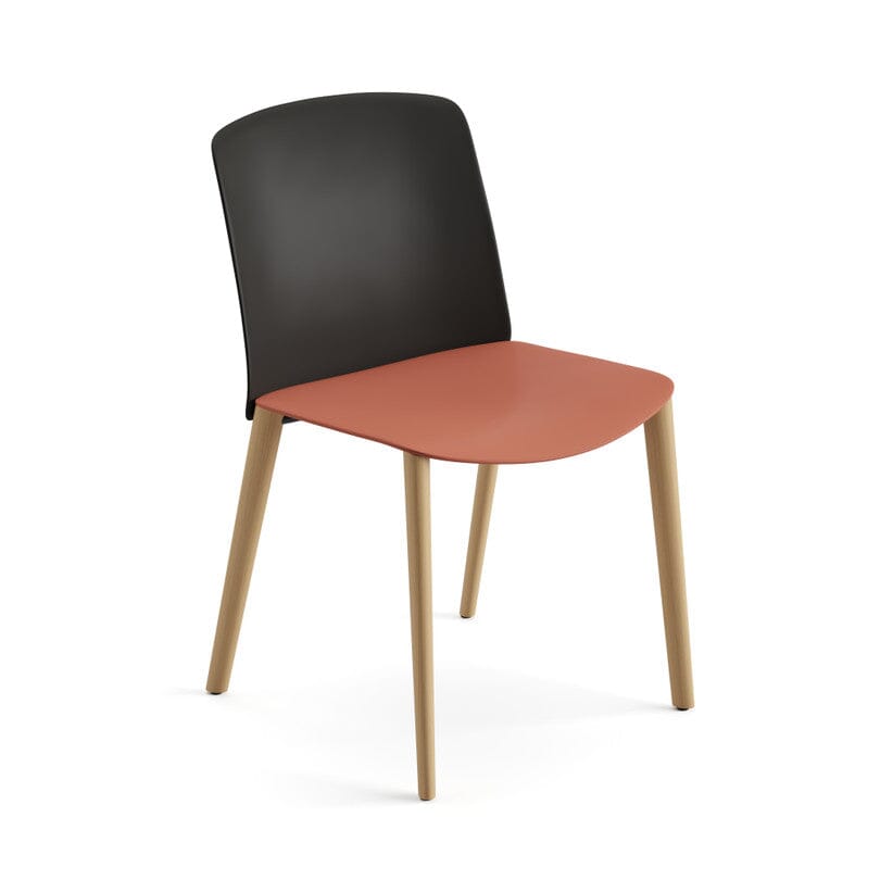 Mixu Seat and Back Plastic Chair With Wood Leg Base Chairs Arper 