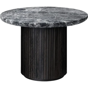 Moon Coffee Table - Wood Top Tables Gubi Brown/Black Stained Veneer Oak Lacquered Grey Emperador Marble Small (60 x H45 cm)