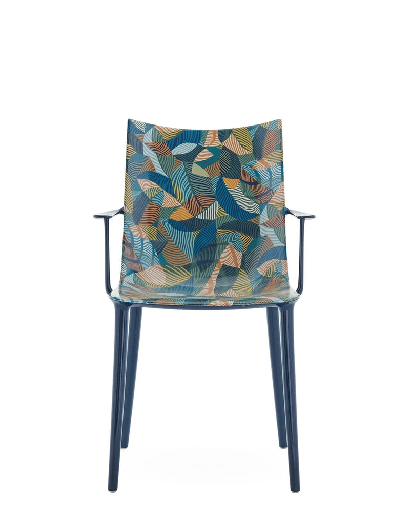 H.H.H. Dining Armchair Armchair Kartell Moon flower - blue / ink-ochre 