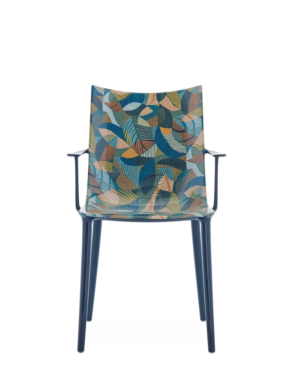 H.H.H. Dining Armchair Armchair Kartell Moon flower - blue / ink-ochre 