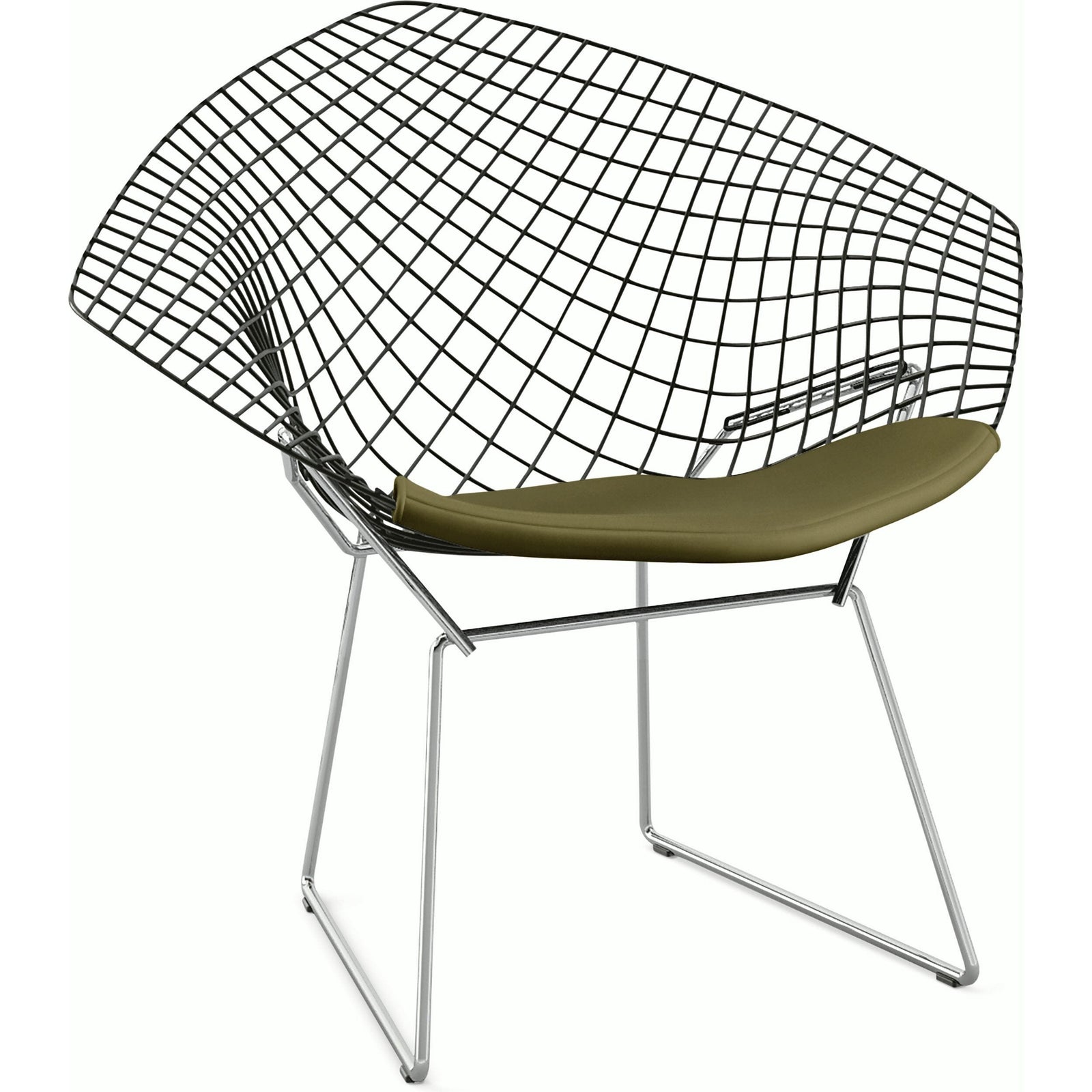 Bertoia Two-Tone Diamond Chair with Seat Cushion Side/Dining Knoll 