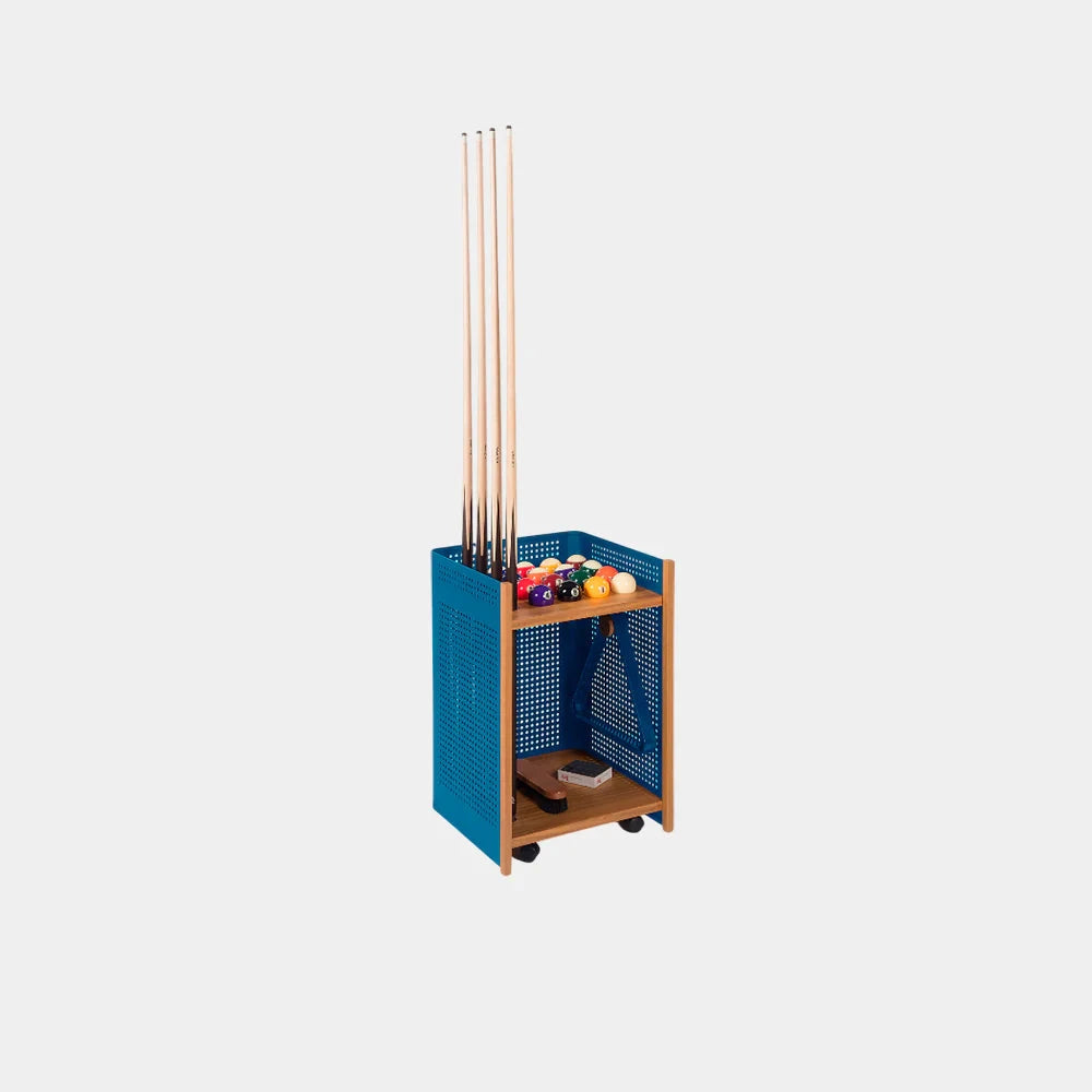 Mou Indoor Floor Cue Rack storage RS Barcelona Green Blue Iroko 